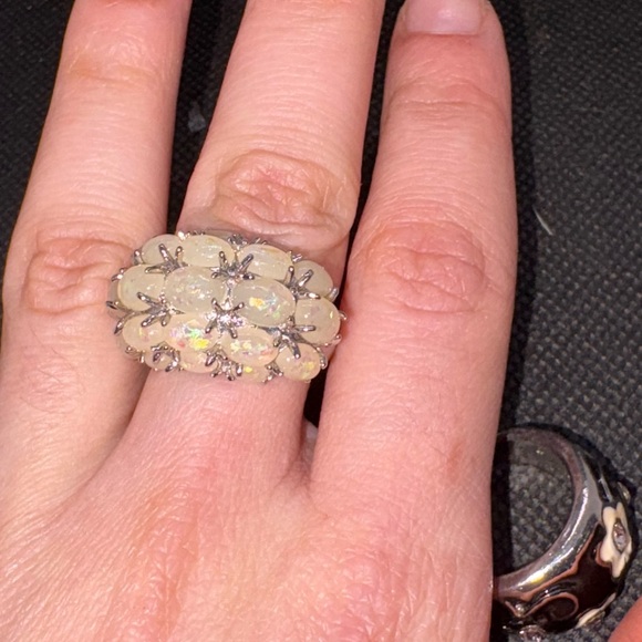 Jewelry - Ethiopian opal gemstone finger ring, commonly set in sterling silver